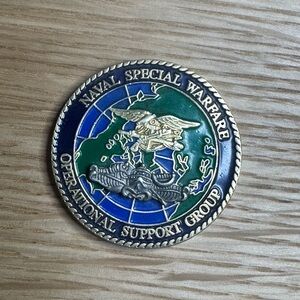 Naval Special Warfare Operational Support Group Challenge Coin - Green Blue Gold